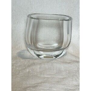 Valencia Block Oblong Vase 5 1/2” Clear Thick Heavy Glass